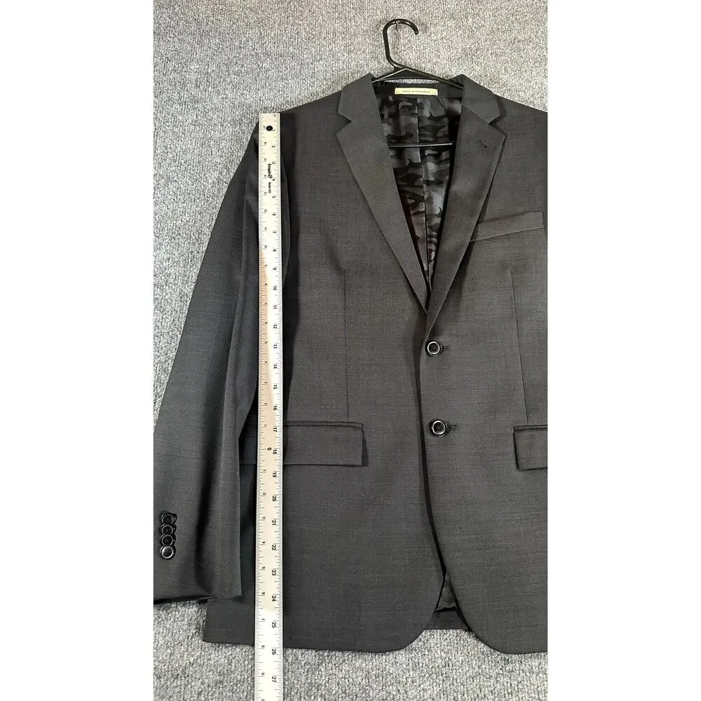 JOE Joseph Abboud Mens 38S Suit 32W Gray Super 120s Wool 2 Piece Camo Lined